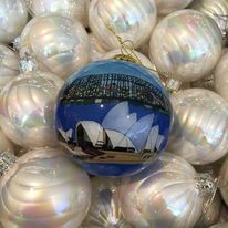 Load image into Gallery viewer, Inside Painted 80mm Sydney Harbour Bauble Santa's Little Painters