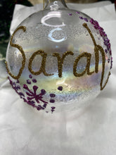 Load image into Gallery viewer, Glass Frosted Rainbow bauble 80mm Santa's Little Painters