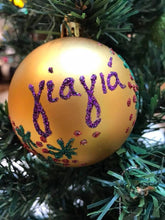Load image into Gallery viewer, Gold Matte Shatterproof 80mm Bauble Santas little painters