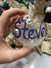Load image into Gallery viewer, Glass Icicle bauble 80mm Santa's Little Painters