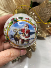 Load image into Gallery viewer, Porcelain 60mm Bauble Santas little painters