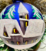 Load image into Gallery viewer, Blue Satin 100mm Bauble Santa's Little Painters
