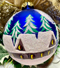 Load image into Gallery viewer, Blue Satin 100mm Bauble Santa's Little Painters
