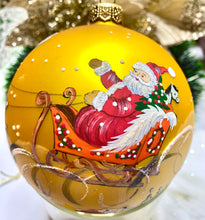 Load image into Gallery viewer, Golden Christmas Magic: Santa and Sleigh Bauble Santa's Little Painters