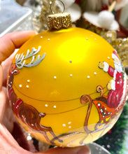 Load image into Gallery viewer, Golden Christmas Magic: Santa and Sleigh Bauble Santa's Little Painters