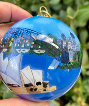 Load image into Gallery viewer, Inside Painted 80mm Sydney Harbour Bauble Santa's Little Painters