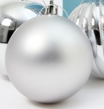 Load image into Gallery viewer, Silver Matte Shatterproof 80mm Bauble Santas little painters