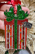 Load image into Gallery viewer, Tipperary Crystal Wrapped Present Ornament Santa's Little Painters