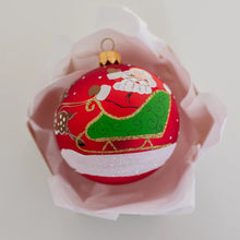 Load image into Gallery viewer, 80mm Santa with Sleigh Hand Painted Baubles Santa's Little Painters