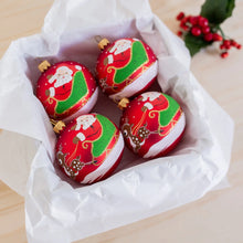 Load image into Gallery viewer, 80mm Santa with Sleigh Hand Painted Baubles Santa's Little Painters