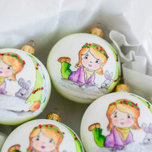 Load image into Gallery viewer, 80mm Little Girl with holly headband hand painted Santa's Little Painters