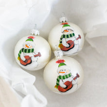 Load image into Gallery viewer, 60mm Snowman hand painted baubles Santa's Little Painters
