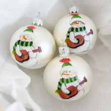 Load image into Gallery viewer, 60mm Snowman hand painted baubles Santa's Little Painters