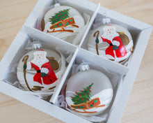 Load image into Gallery viewer, 100mm santa hand painted bauble Santa's Little Painters