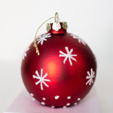 Load image into Gallery viewer, Sleigh Ride Snow Man – Red Glass Bauble 100mm Santa's Little Painters