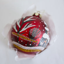 Load image into Gallery viewer, 100mm Red Hand Painted Bauble Reflections Santa's Little Painters