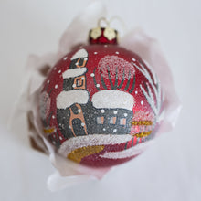 Load image into Gallery viewer, 100mm Red Hand Painted Bauble Reflections Santa's Little Painters