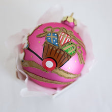 Load image into Gallery viewer, 100mm Pink Hand Painted Santa with Trolley Santa's Little Painters