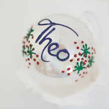 Load image into Gallery viewer, Glass Pearl bauble Santa's Little Painters