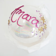 Load image into Gallery viewer, Glass Rainbow bauble Santa's Little Painters