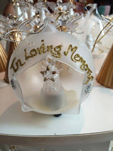 Hand-Spun Glass Angel Memorial Bauble Santa's Little Painters