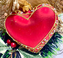 Load image into Gallery viewer, Heart Glass Red Bauble Santas little painters
