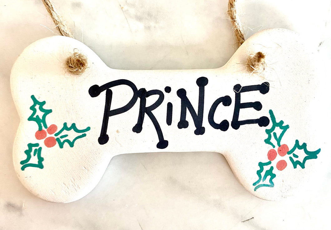 Personalised Dog Bone Santas little painters