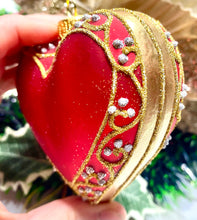 Load image into Gallery viewer, Heart Glass Red Bauble Santas little painters
