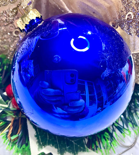 Dark Blue Glass Bauble Santas little painters