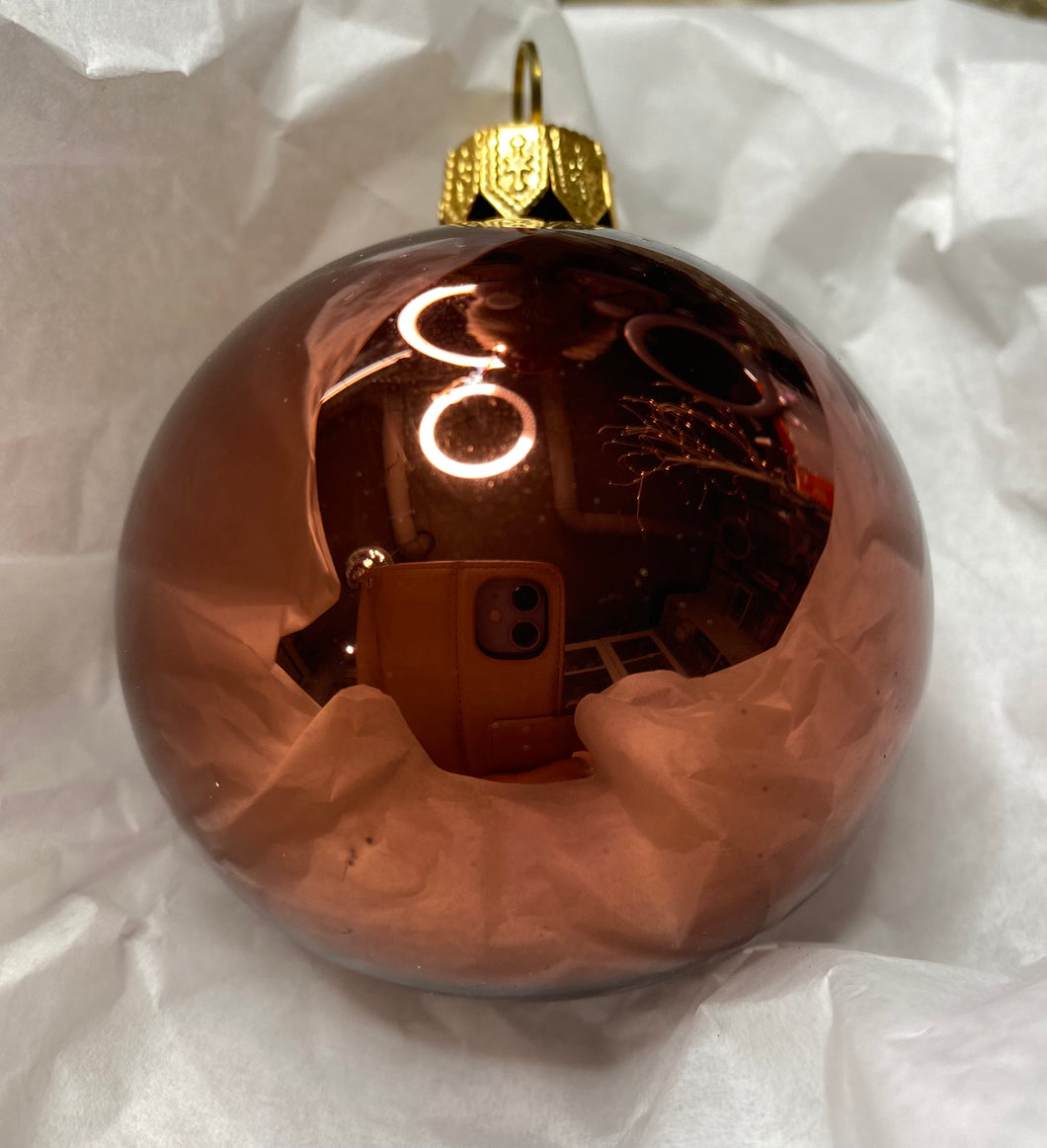 60mm Copper Brown Shiny Glass Santas little painters