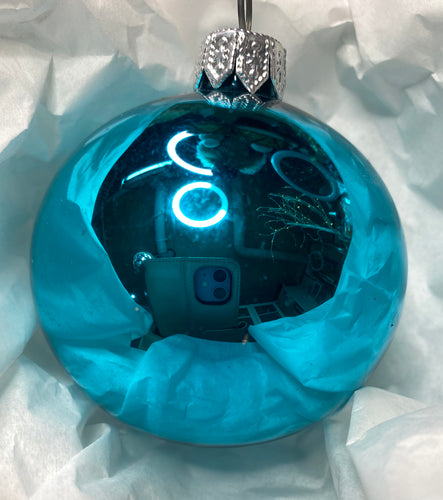 60mm Light Blue Shiny Glass Santas little painters