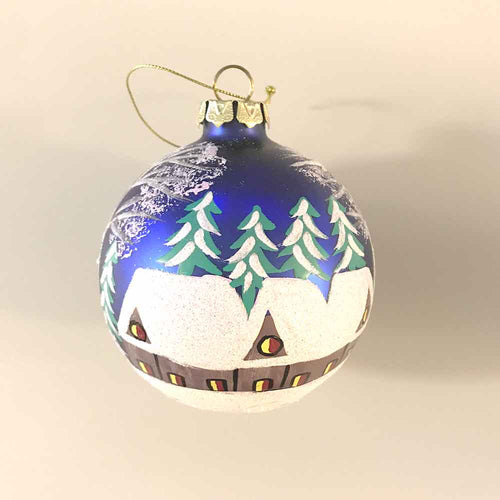 Handpainted Snow Scene Christmas Bauble – North Pole 100mm Santas little painters