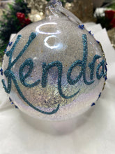 Load image into Gallery viewer, Glass Frosted Rainbow bauble 100mm Santa&#39;s Little Painters
