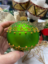 Load image into Gallery viewer, Green with gold swirls Santas little painters

