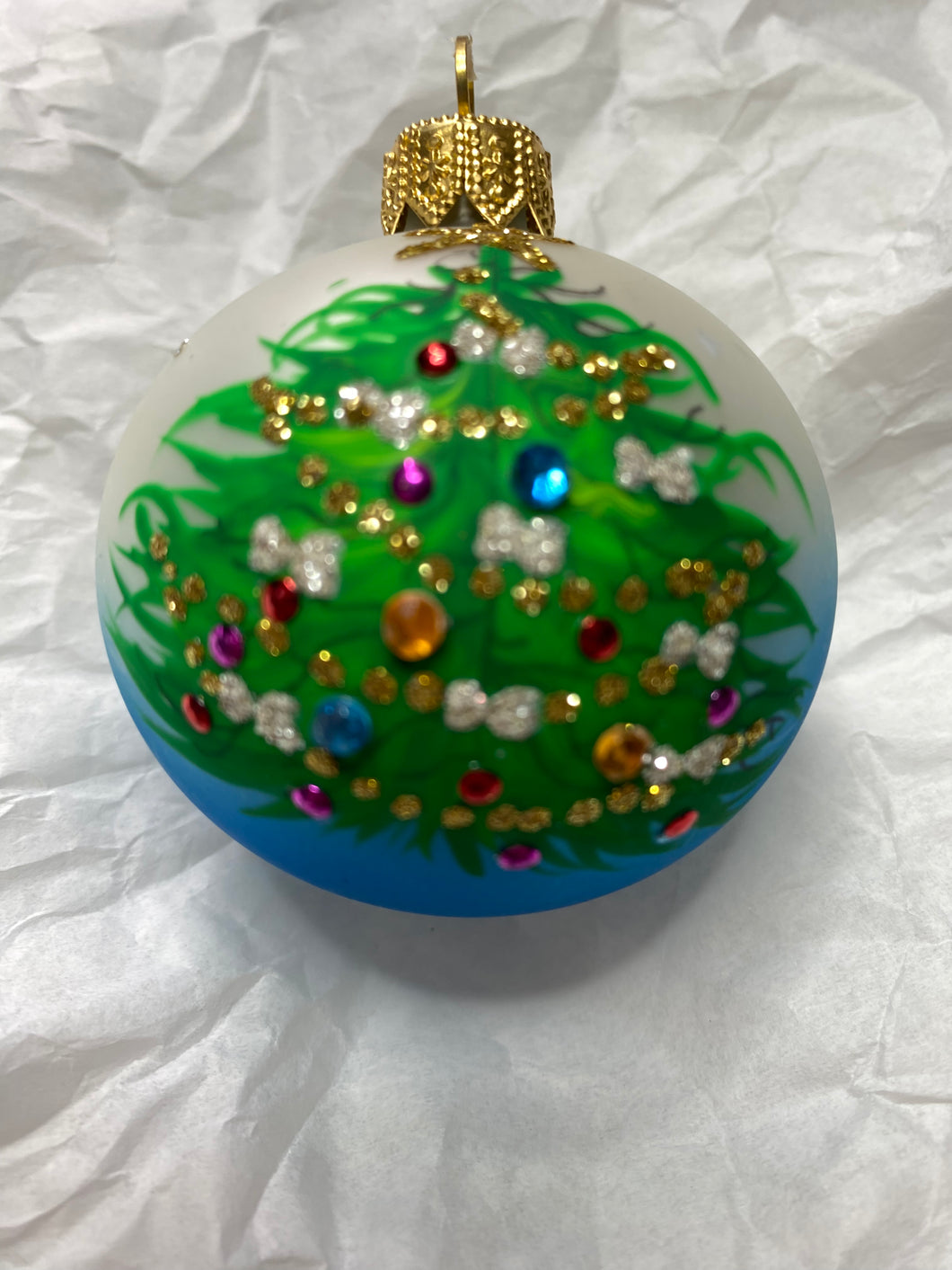 60mm blue decorated tree Santas little painters