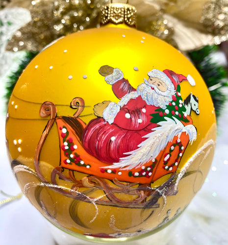 Golden Christmas Magic: Santa and Sleigh Bauble Santa's Little Painters