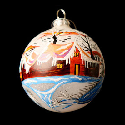Autumn Home Hand Painted Glass Bauble 100mm Santas little painters