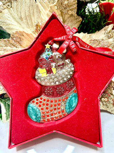 Baby’s First Christmas Crystal Bootie Hanging Decoration Santa's Little Painters