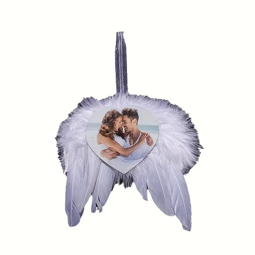 Feather Memorial Hanging Ornament with Heart-Shaped Photo Frame Santa's Little Painters