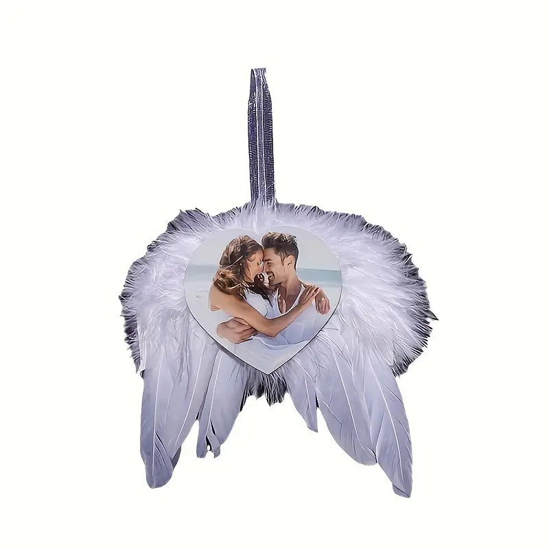 Feather Memorial Hanging Ornament with Heart-Shaped Photo Frame Santa's Little Painters