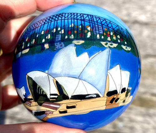 Inside Painted 80mm Sydney Harbour Bauble Santa's Little Painters