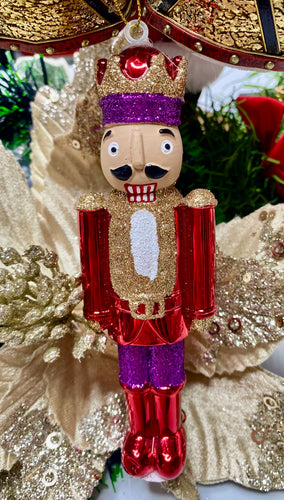 Glass Nutcracker Hanging Ornament Santa's Little Painters