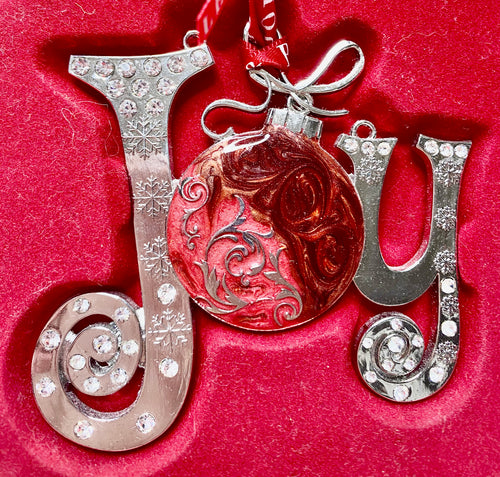 Tipperary Crystal Joy Ornament with Bauble O Santa's Little Painters