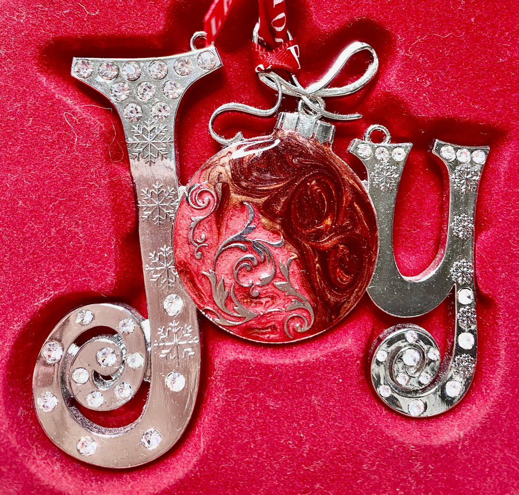 Tipperary Crystal Joy Ornament with Bauble O Santa's Little Painters