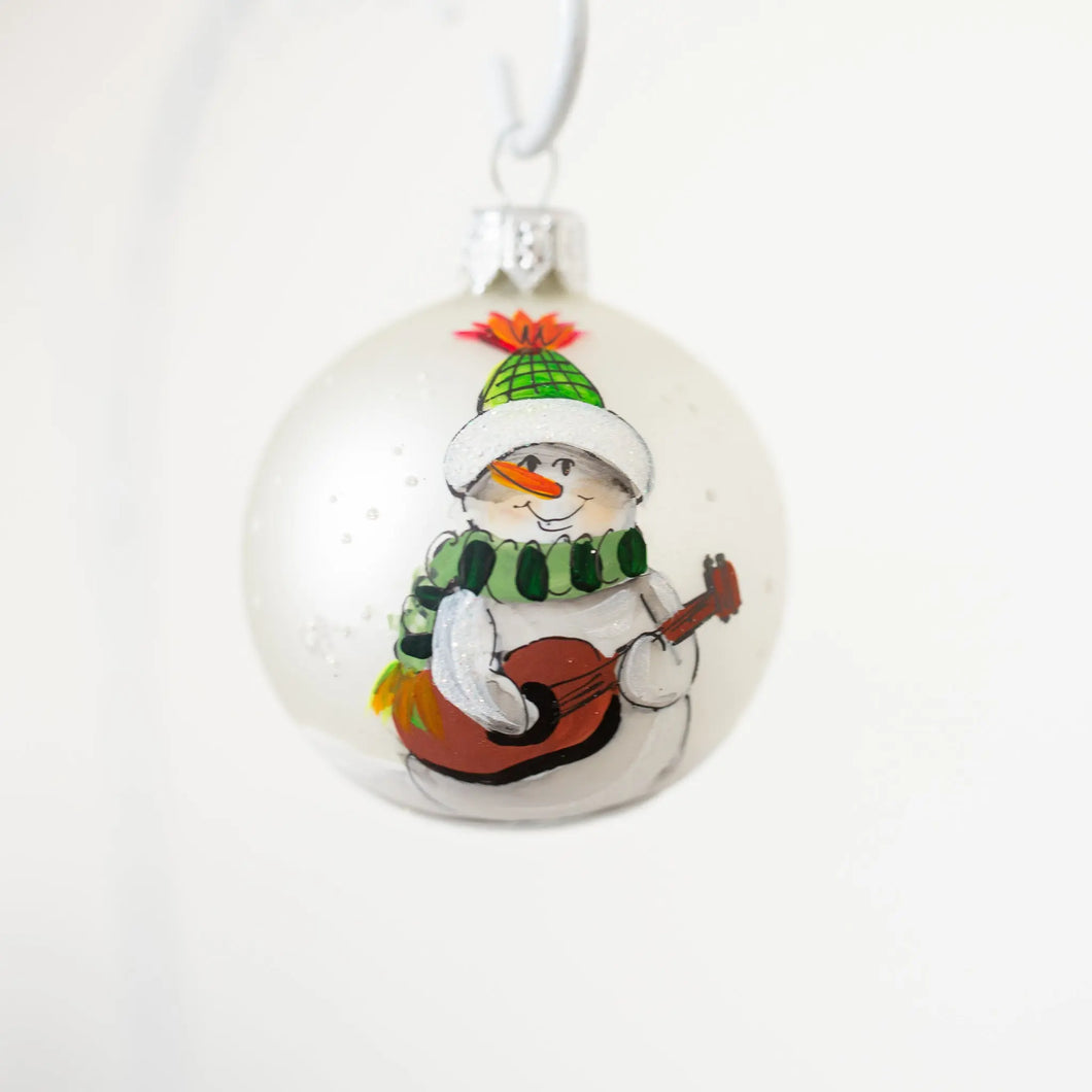 60mm Snowman hand painted baubles Santa's Little Painters