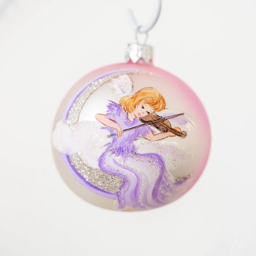 80mm Angel with Violin Hand Painted Santa's Little Painters