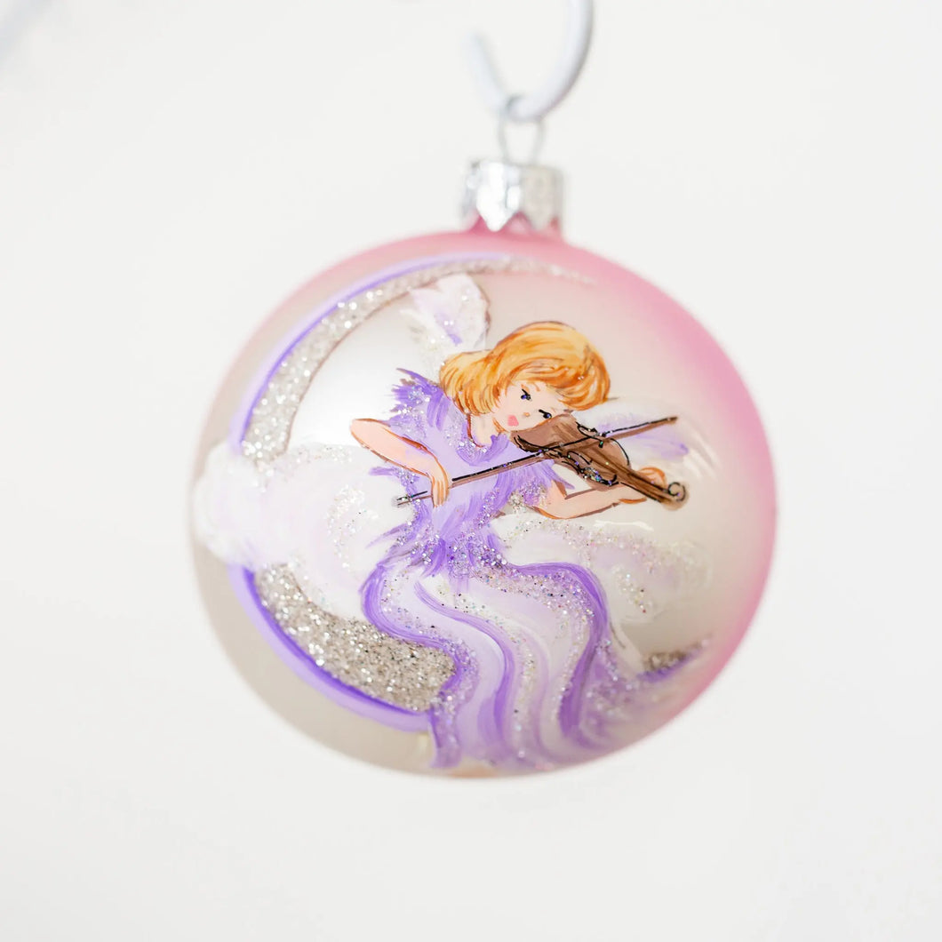 80mm Angel with Violin Hand Painted Santa's Little Painters