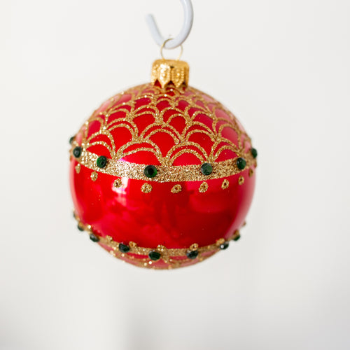 Red Glass bauble Santa's Little Painters