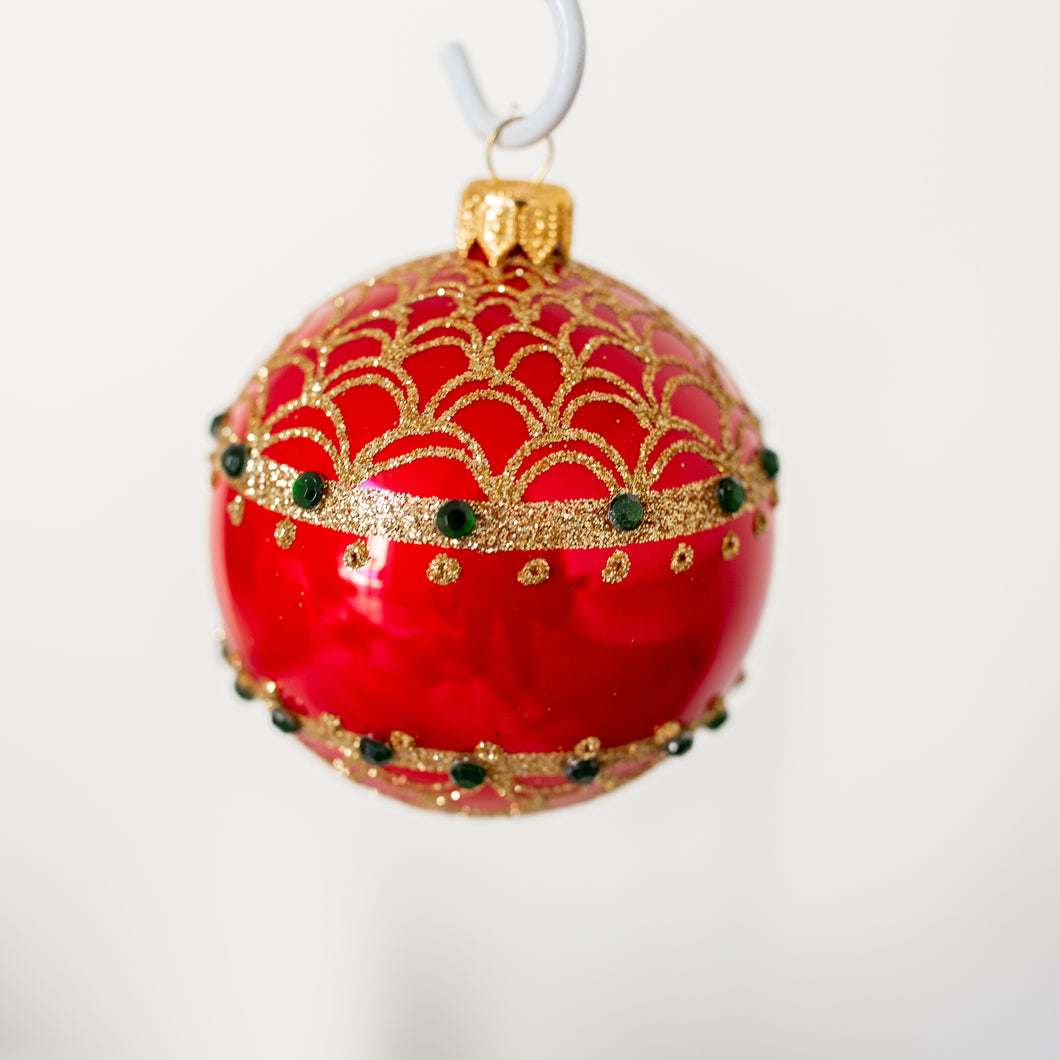 Red Glass bauble Santa's Little Painters