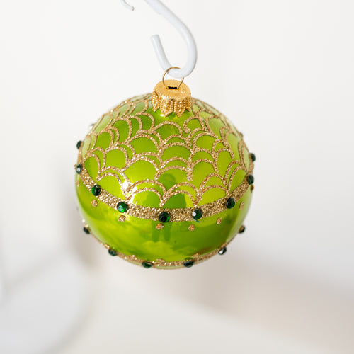 80mm Lime Green with gold swirls and green embellishments Santa's Little Painters